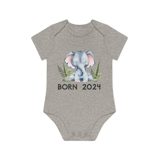 Kurzarm-Bio-Bodysuits - born 2024 (Variante Elefant 1)