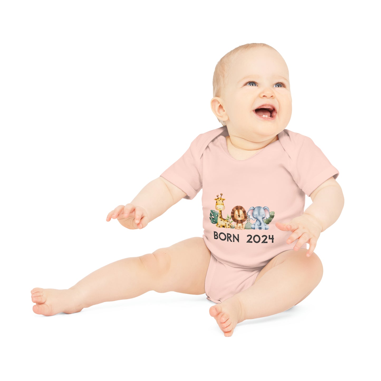 Short-sleeved organic bodysuits - born 2024 (variant animals 2)