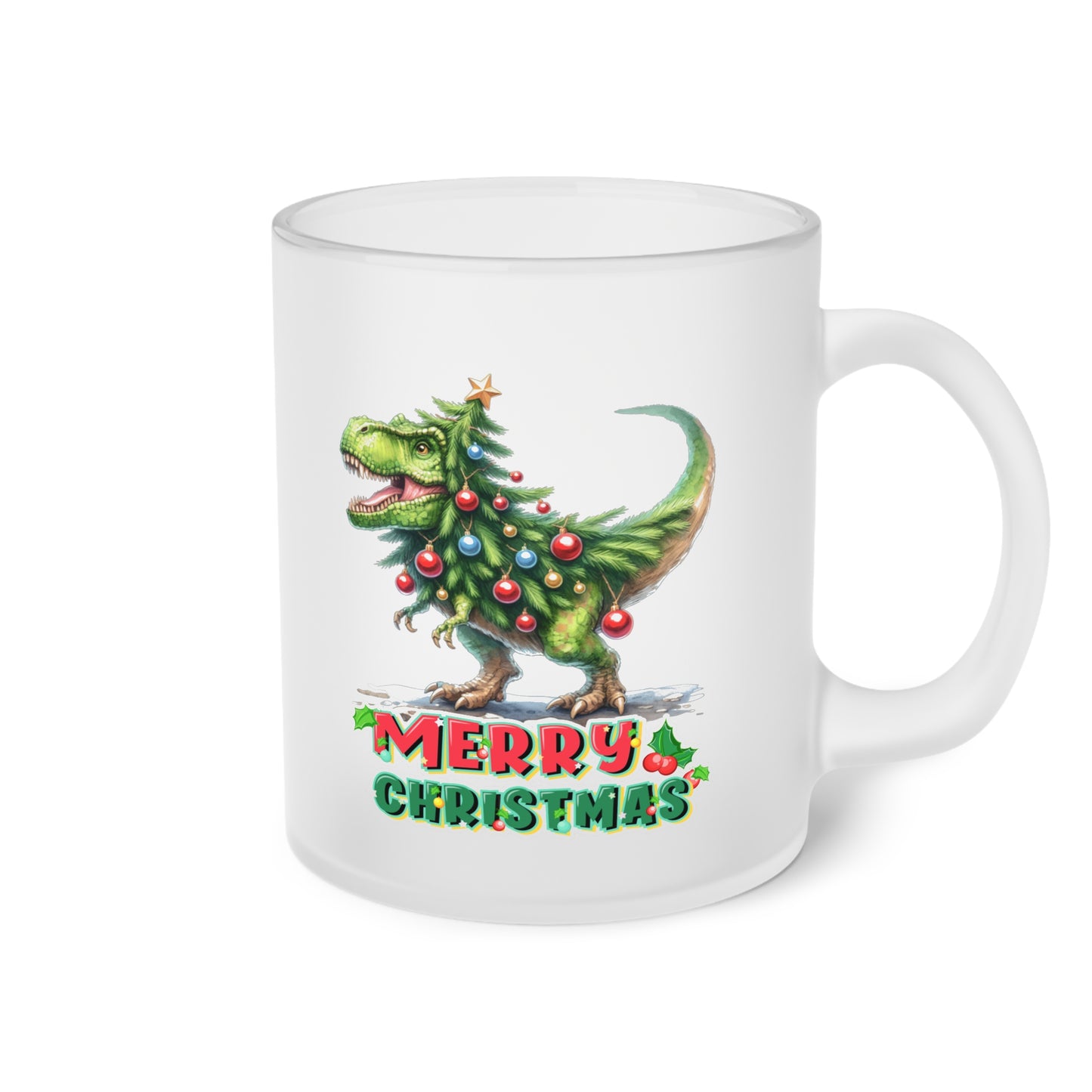 Merry Christmas T-Rex - Milchglas Tasse