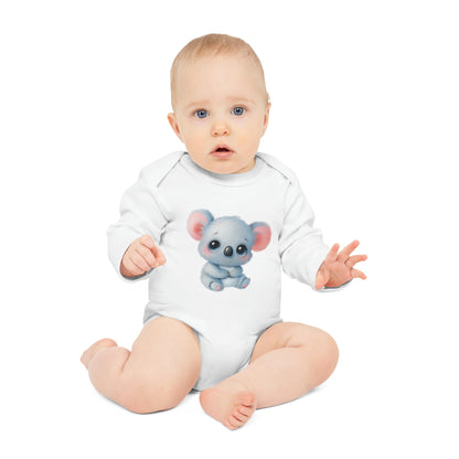 Organic long sleeve baby romper - Koala