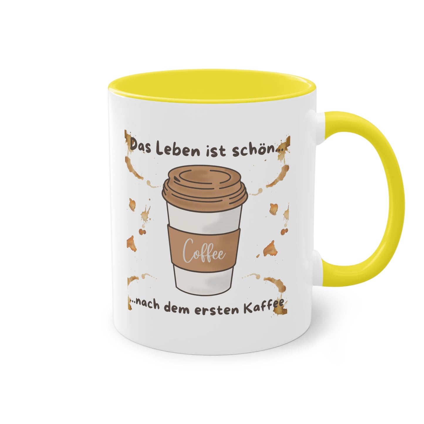 Das Leben ist schön, nach dem ersten Kaffee - Zwei-Ton-Kaffeetasse