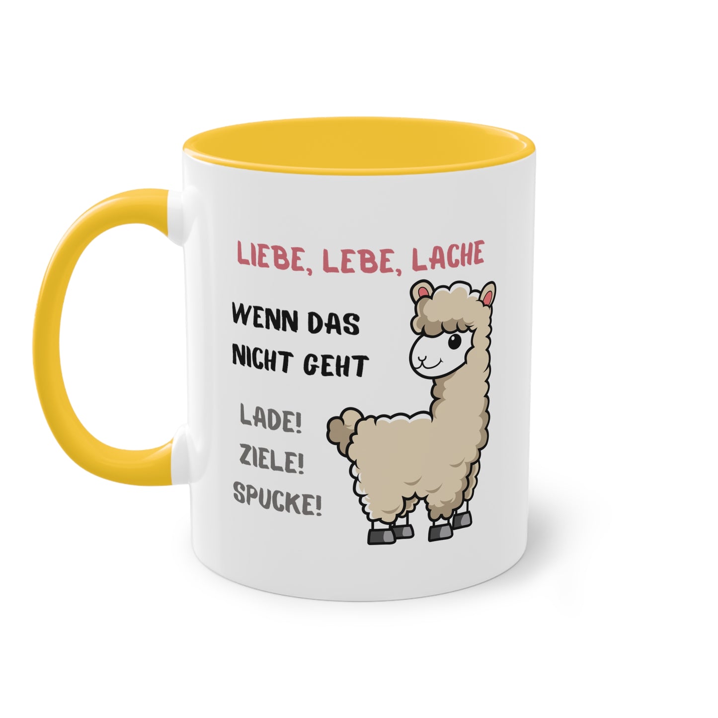 Lebe, liebe Lache. Wenn das nicht hilft... - Zwei-Ton-Kaffeetasse