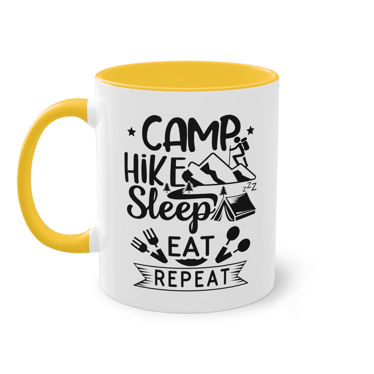 Camp, Hike, Sleep, Eat, Repeat - Zwei-Ton-Kaffeetasse