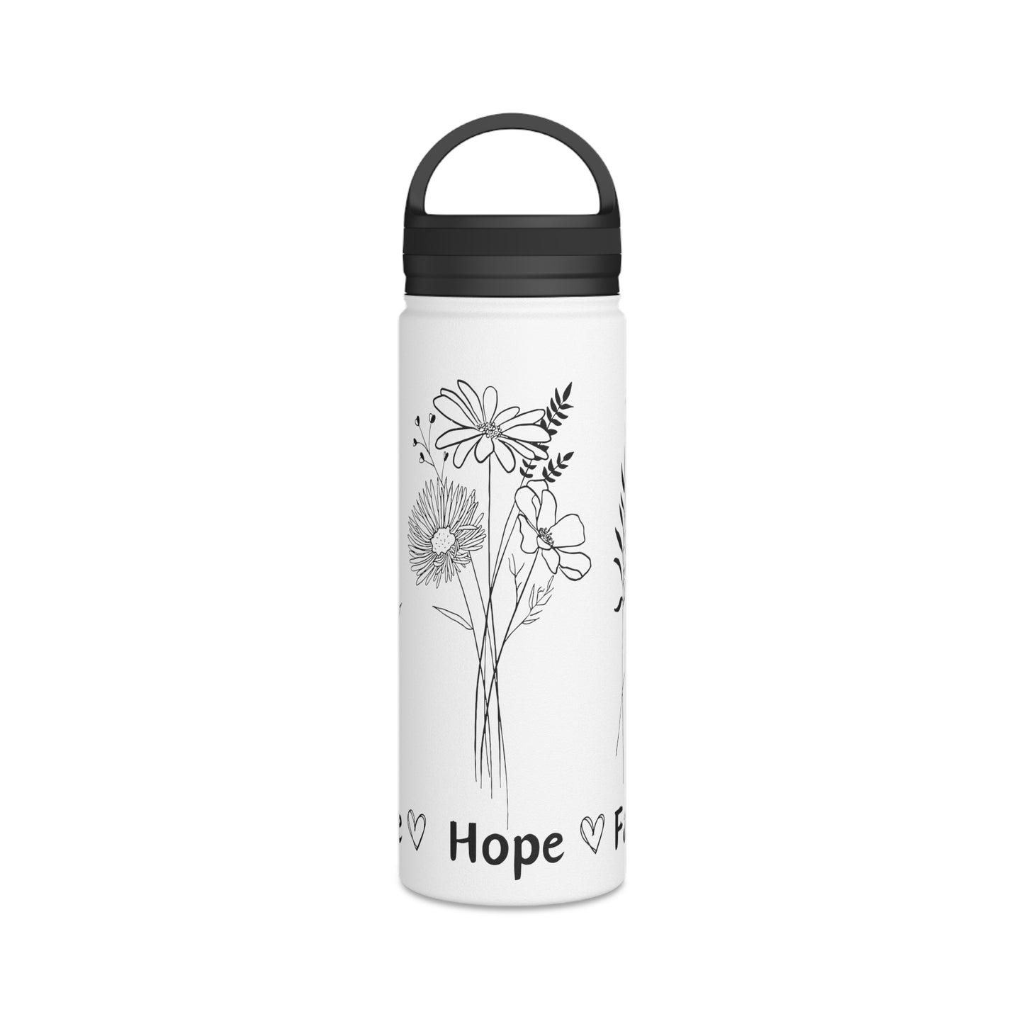 Love, Hope, Faith - Edelstahl-Wasserflasche