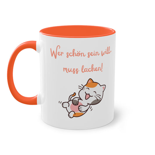 Wer schön sein will muss lachen! - Zwei-Ton-Kaffeetasse