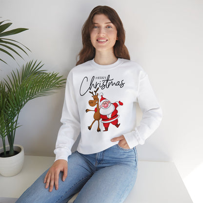 Merry Christmas Rentier und Santa  - Unisex Sweatshirt