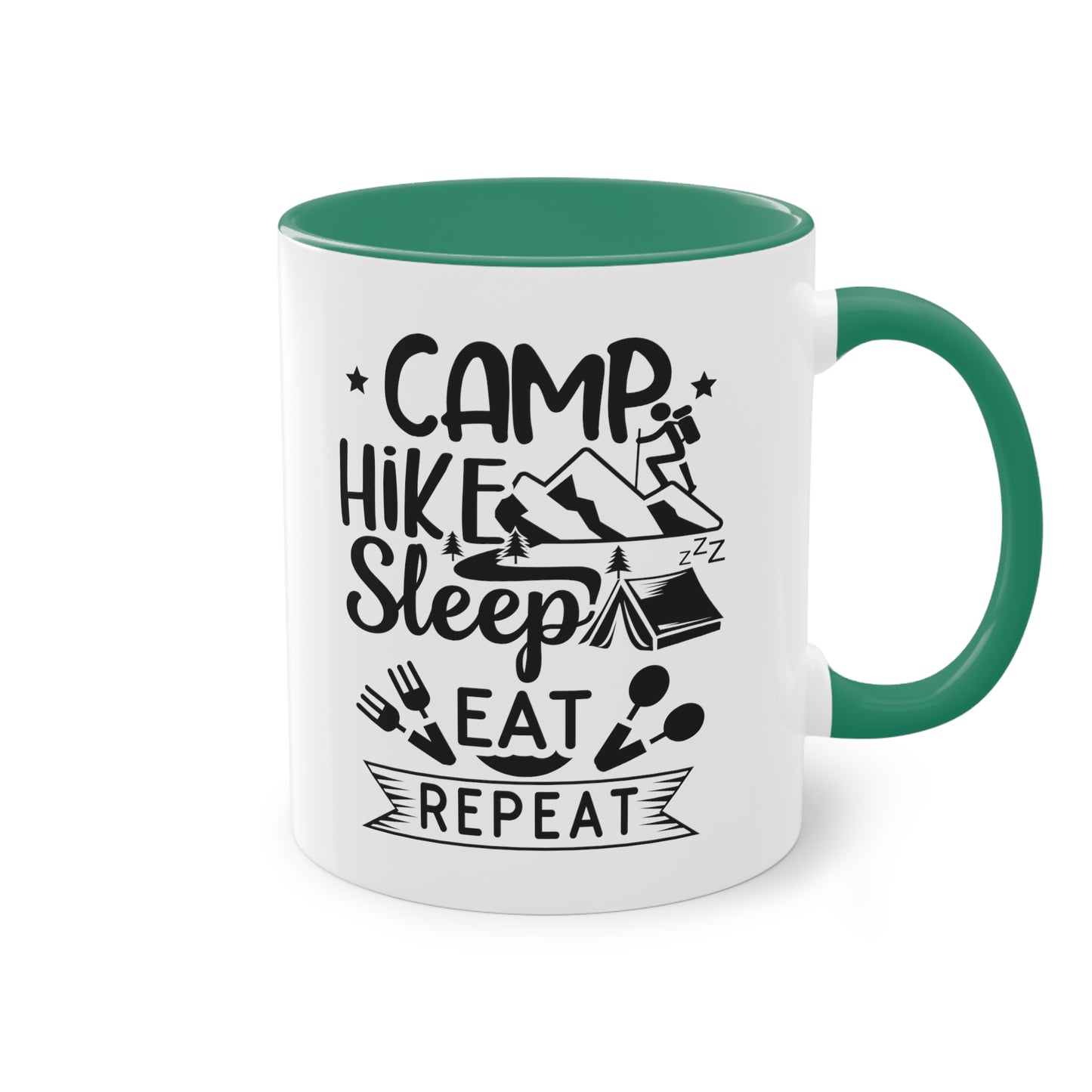 Camp, Hike, Sleep, Eat, Repeat - Zwei-Ton-Kaffeetasse