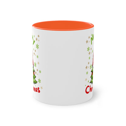 Merry Christmas Wichtel mit Tannenbaum - Zwei-Ton-Kaffeetasse