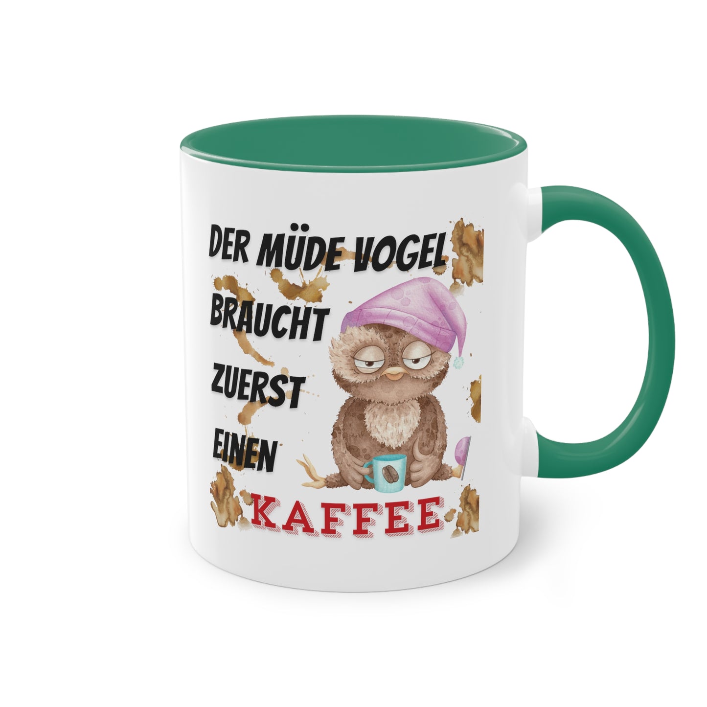 Der müde Vogel braucht zuerst einen Kaffee - Zwei-Ton-Kaffeetasse