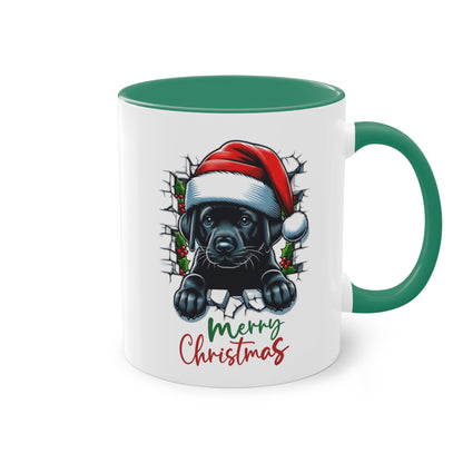 Merry Christmas Welpe - Zwei-Ton-Kaffeetasse