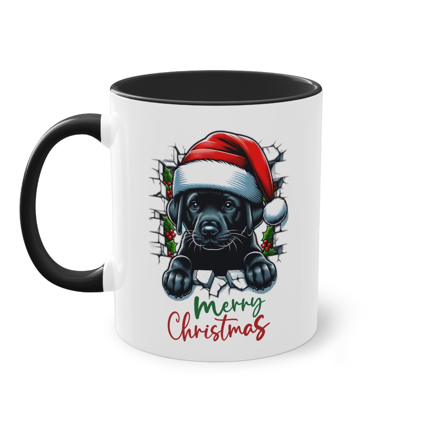 Merry Christmas Welpe - Zwei-Ton-Kaffeetasse