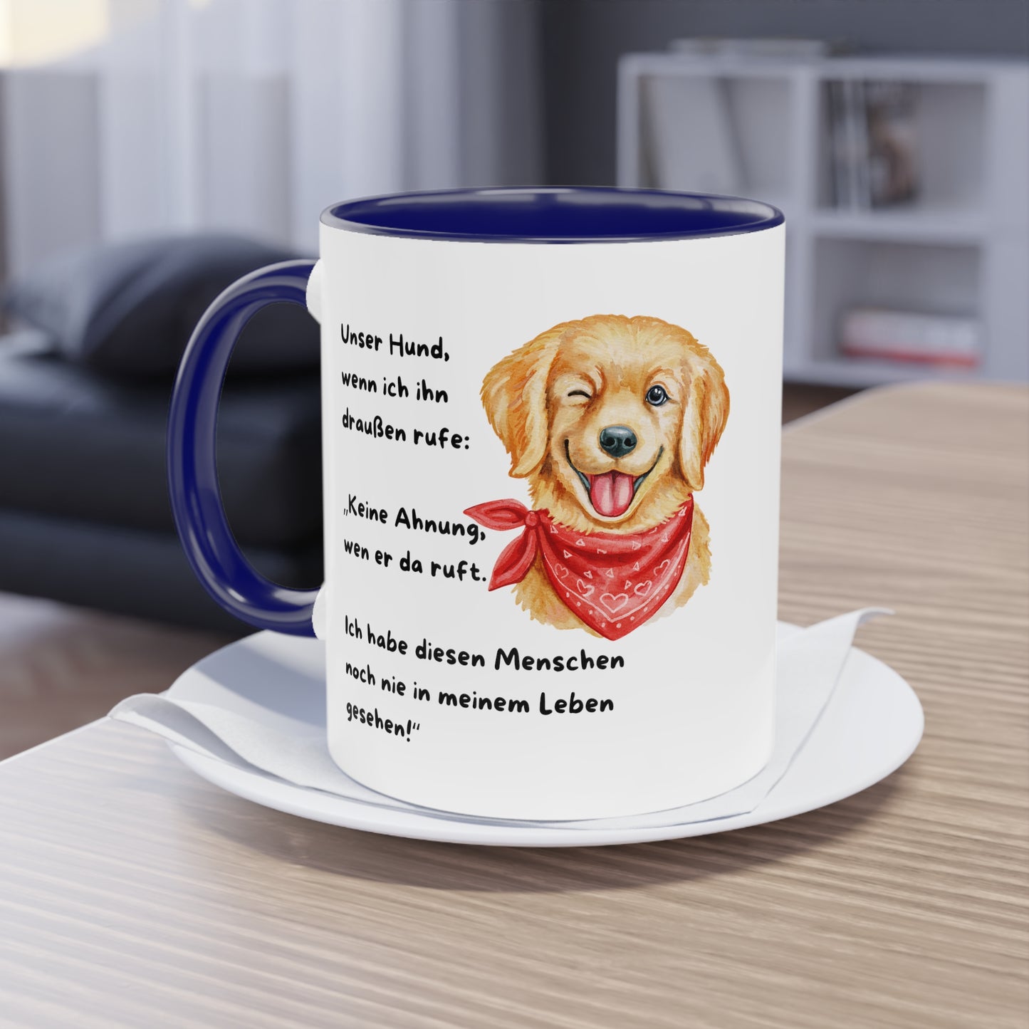 Unser Hund, wenn ich ihn draußen rufe - Zwei-Ton-Kaffeetasse