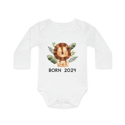 Organic long-sleeved baby romper - Born in 2024 (variant lion 2)