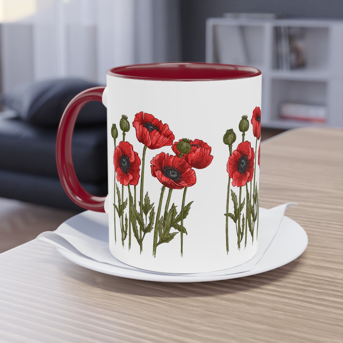 Mohnblumen - Zwei-Ton-Kaffeetasse