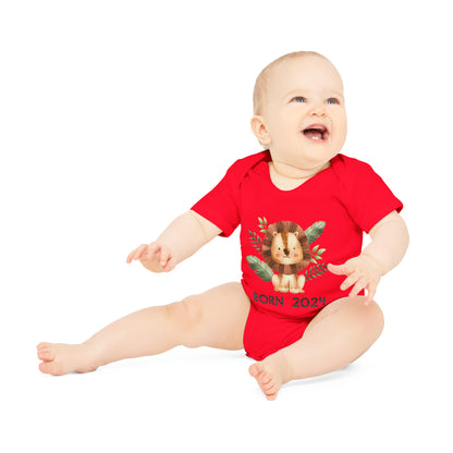 Short-sleeved organic bodysuits - born 2024 (variant lion 3)