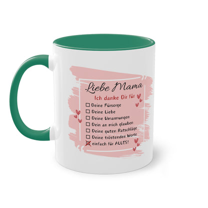 Liebe Mama ich danke dir für - Zwei-Ton-Tasse