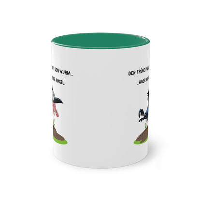 Der frühe Vogel fängt den Wurm, aber ich bin keine Amsel - Zwei-Ton-Kaffeetasse