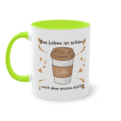 Das Leben ist schön, nach dem ersten Kaffee - Zwei-Ton-Kaffeetasse