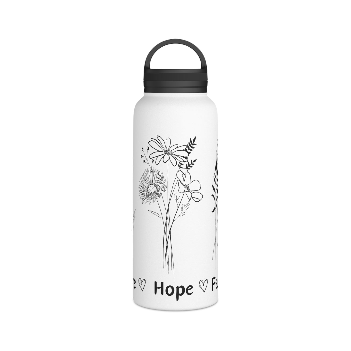 Love, Hope, Faith - Edelstahl-Wasserflasche