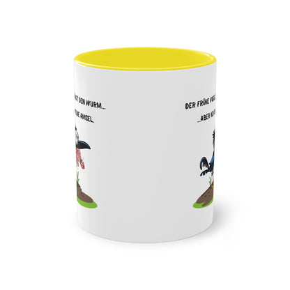 Der frühe Vogel fängt den Wurm, aber ich bin keine Amsel - Zwei-Ton-Kaffeetasse