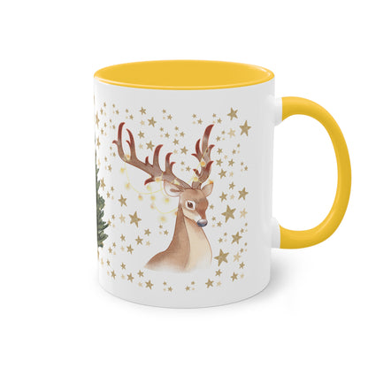 weihnachtliche Rentiere - Zwei-Ton-Kaffeetasse