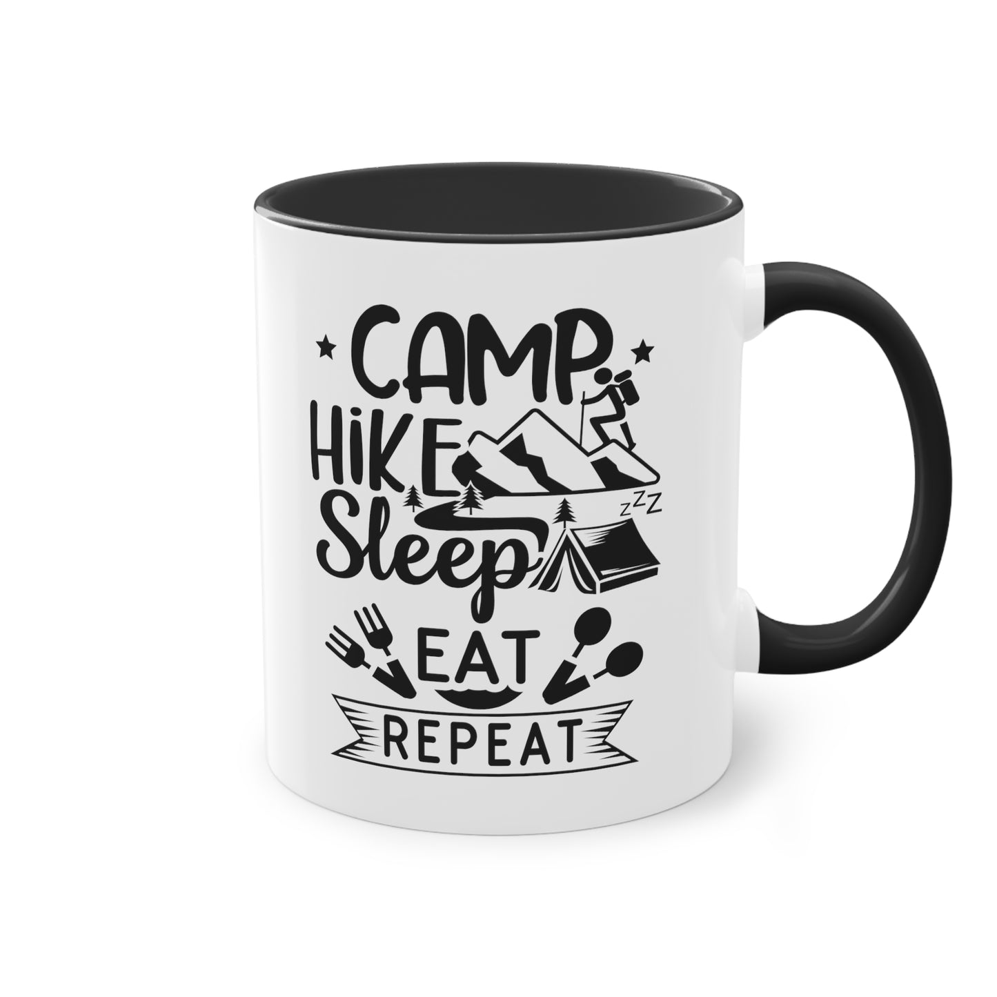 Camp, Hike, Sleep, Eat, Repeat - Zwei-Ton-Kaffeetasse