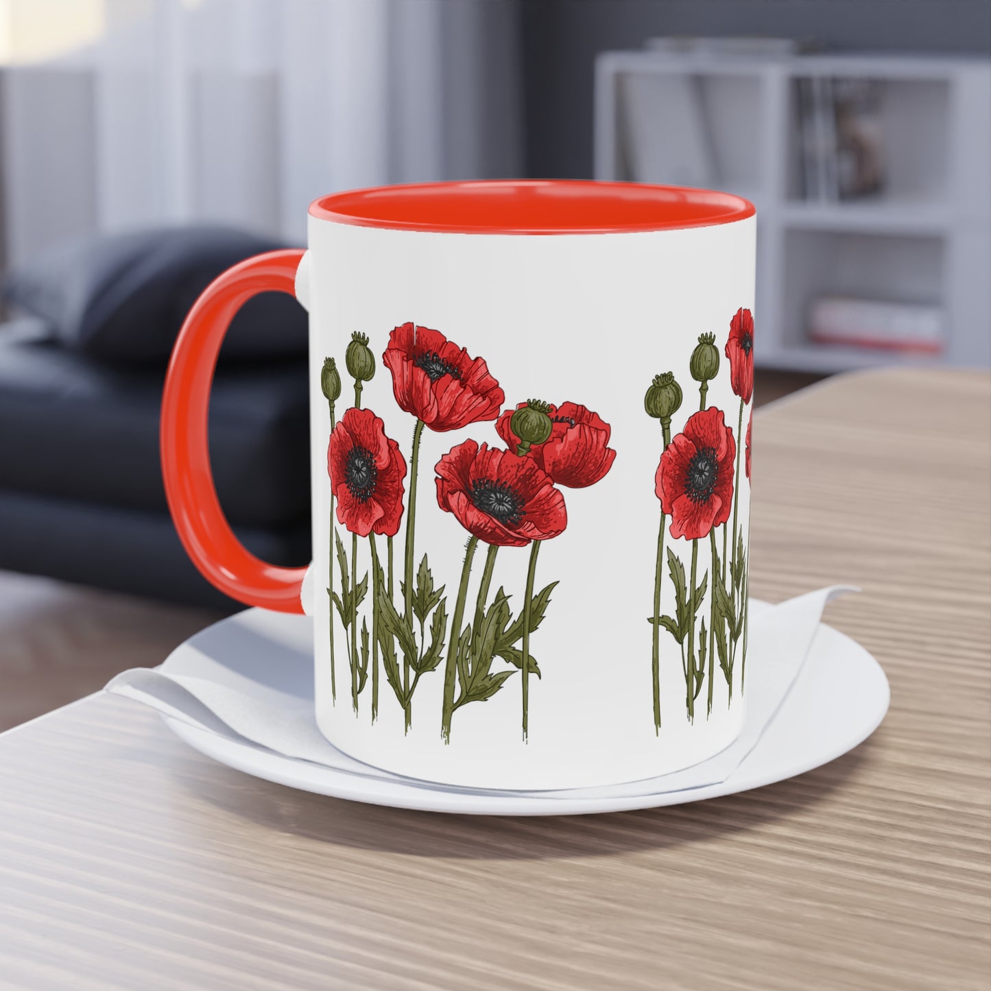 Mohnblumen - Zwei-Ton-Kaffeetasse