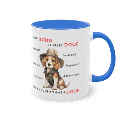 Ohne Hund ist alles doof - Zwei-Ton-Kaffeetasse