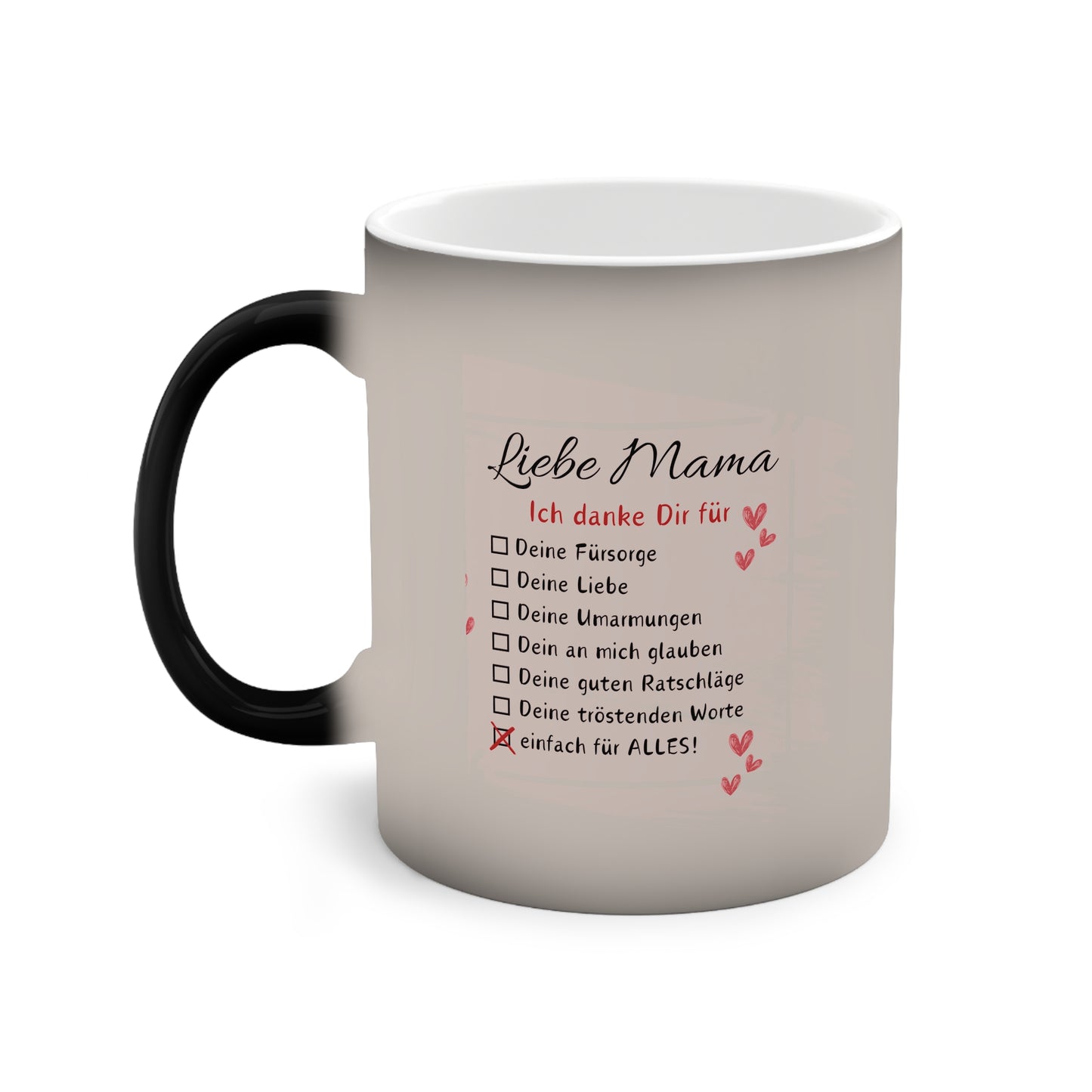 Liebe Mama ich danke dir für - Zaubertasse, Farbwechsel Tasse