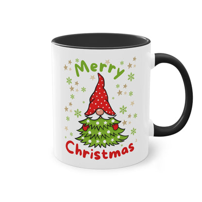 Merry Christmas Wichtel mit Tannenbaum - Zwei-Ton-Kaffeetasse