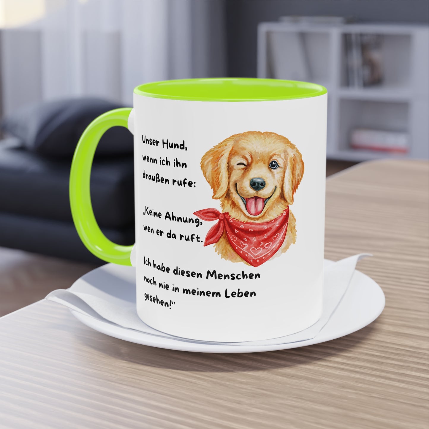 Unser Hund, wenn ich ihn draußen rufe - Zwei-Ton-Kaffeetasse