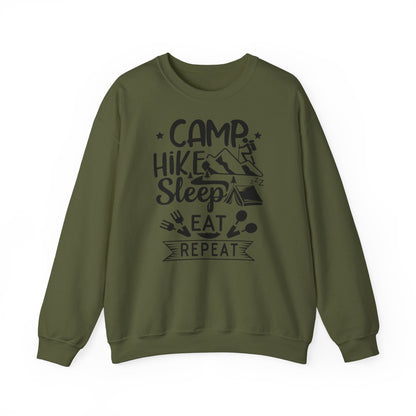 Unisex Sweatshirt - Camp, Hike, Sleep, Eat, Repeat (Zelte, wandere, schlafe, esse, wiederhole)