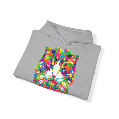 Unisex Hoodie - kunstvolle Katze, bunte Katze