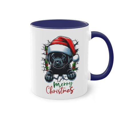 Merry Christmas Welpe - Zwei-Ton-Kaffeetasse