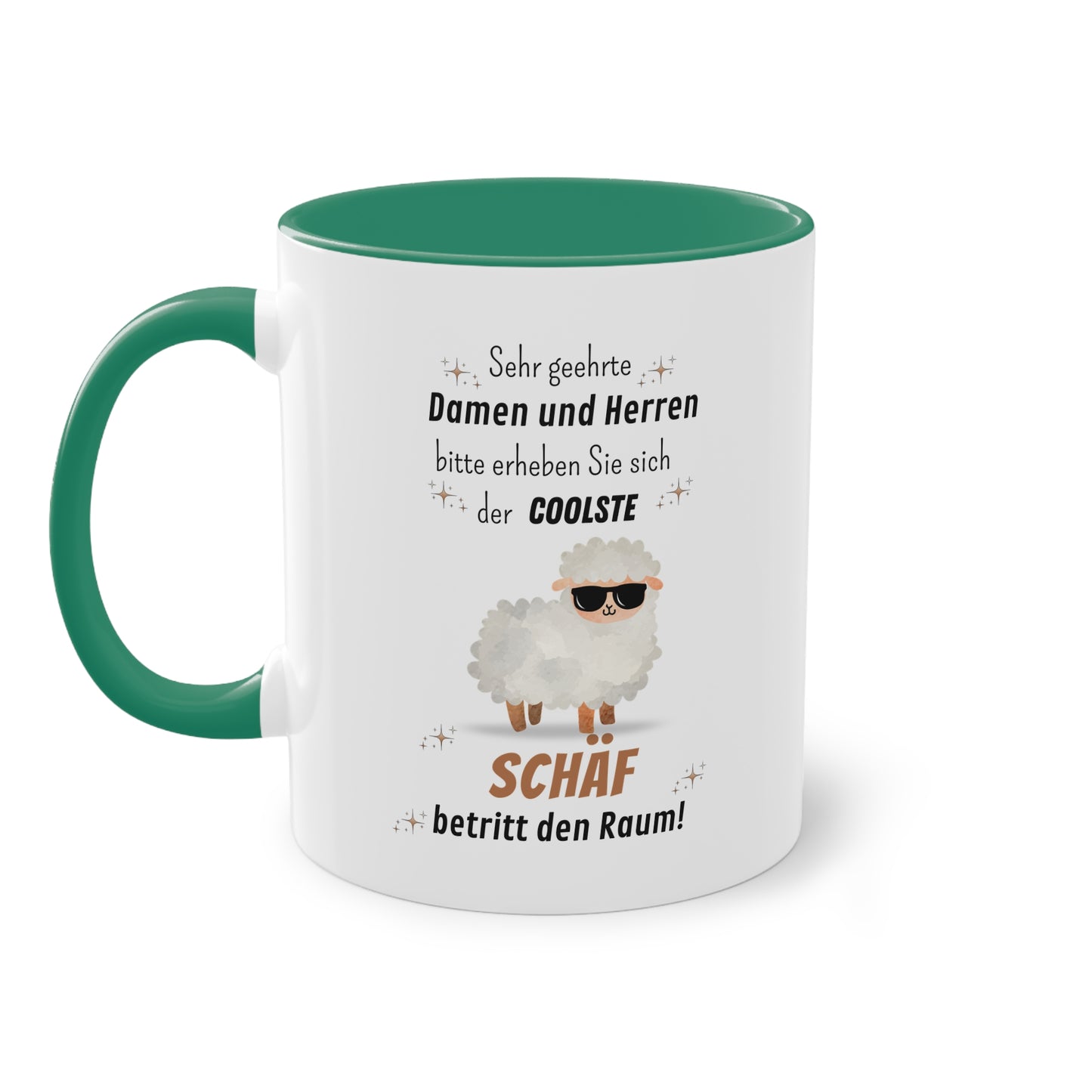 Sehr geehrte Damen und Herren bitte erheben Sie sich der coolste Schäf betritt den Raum! - Zwei-Ton-Tasse