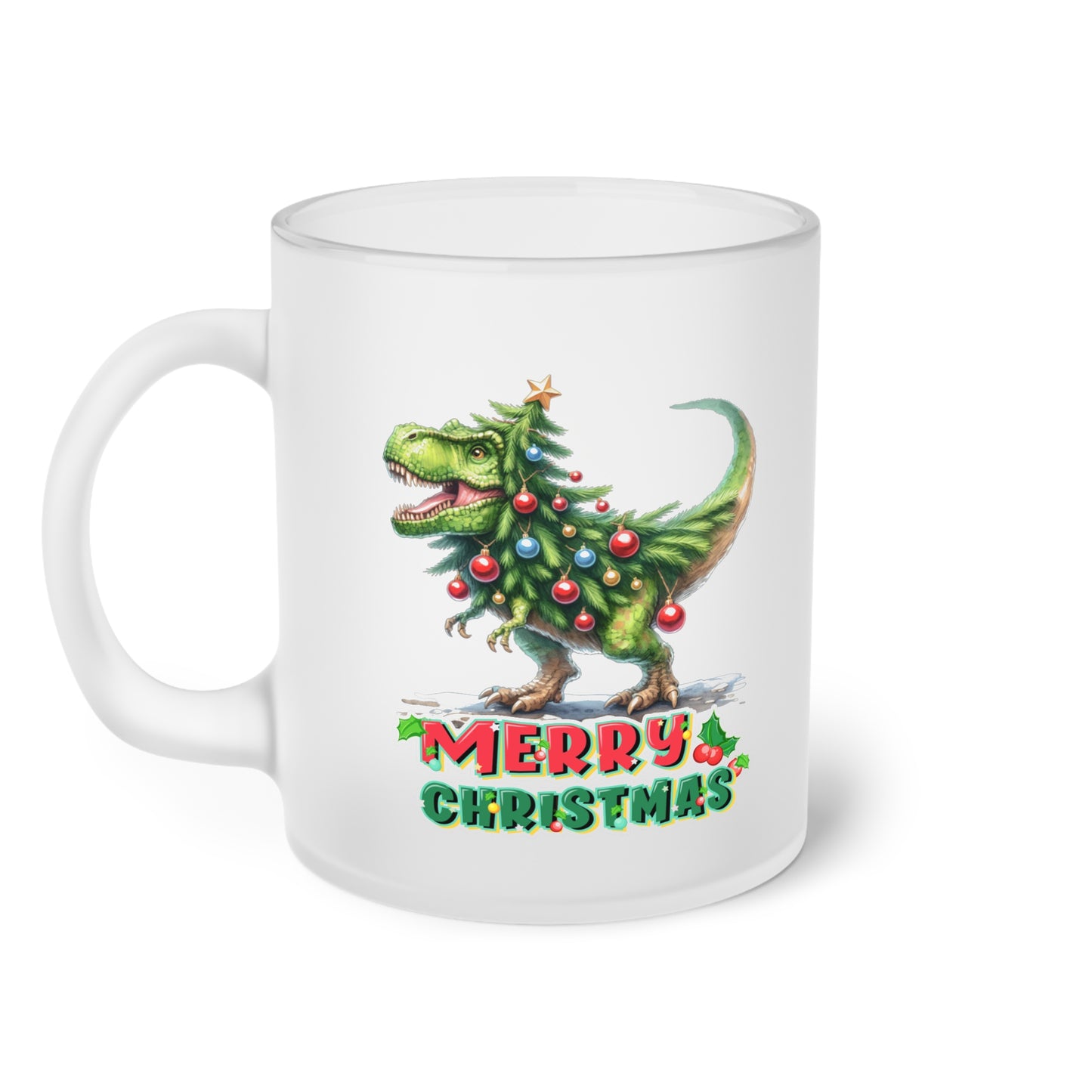 Merry Christmas T-Rex - Milchglas Tasse