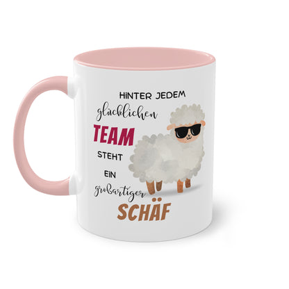 Hinter jedem glücklichen Team steht ein großartiger Schäf - Zwei-Ton-Tasse