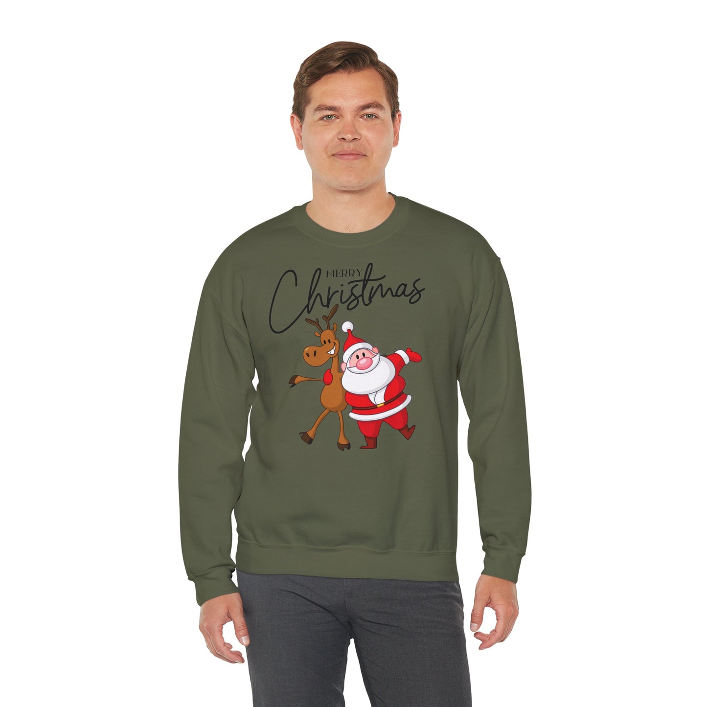 Merry Christmas Rentier und Santa  - Unisex Sweatshirt