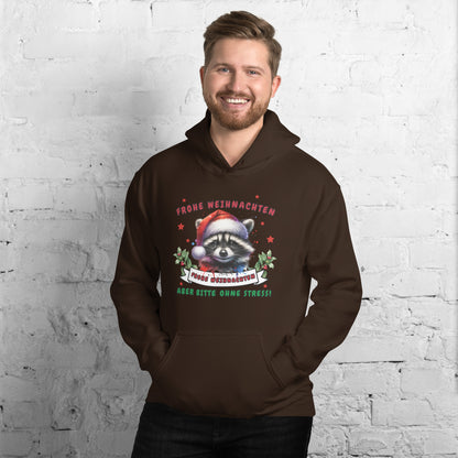 Weihnachts-Waschbär - Frohe Weihnachten, aber bitte ohne Stress! - Kapuzenpullover