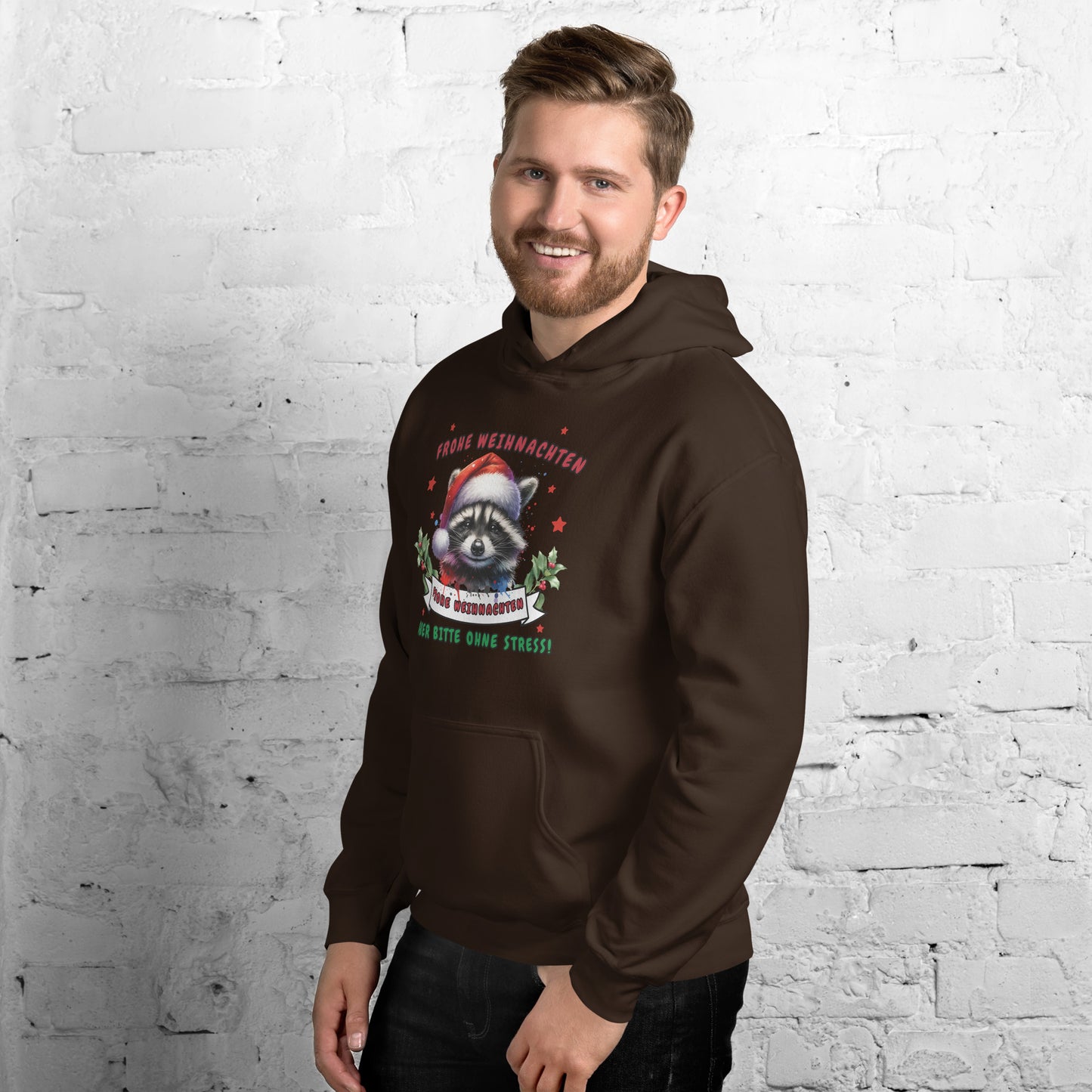 Weihnachts-Waschbär - Frohe Weihnachten, aber bitte ohne Stress! - Kapuzenpullover