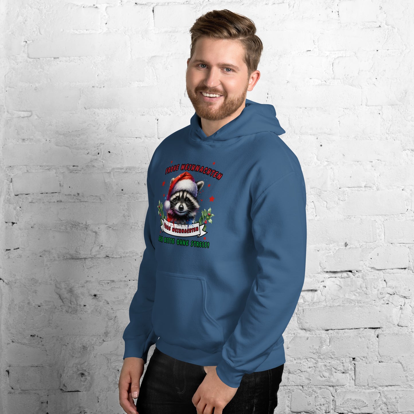 Weihnachts-Waschbär - Frohe Weihnachten, aber bitte ohne Stress! - Kapuzenpullover