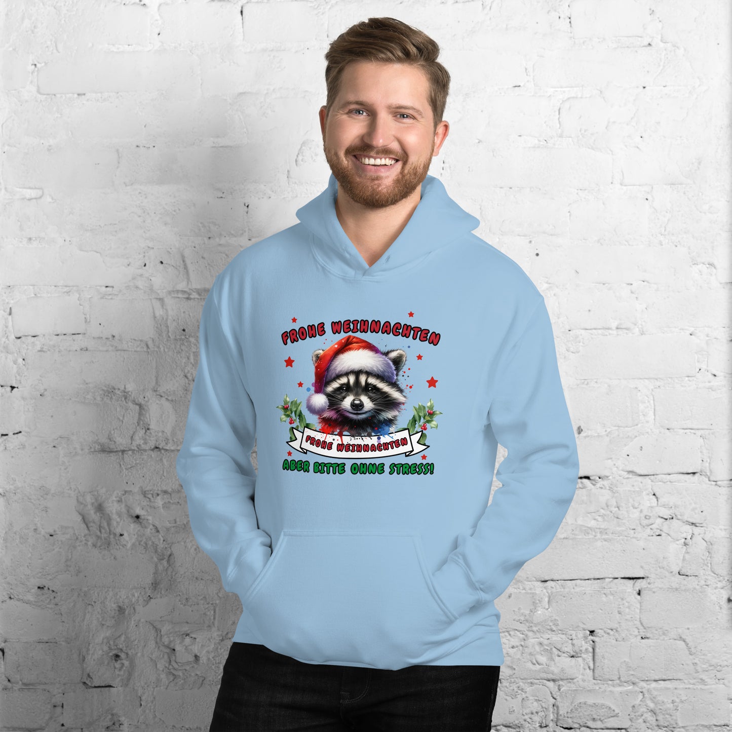 Weihnachts-Waschbär - Frohe Weihnachten, aber bitte ohne Stress! - Kapuzenpullover