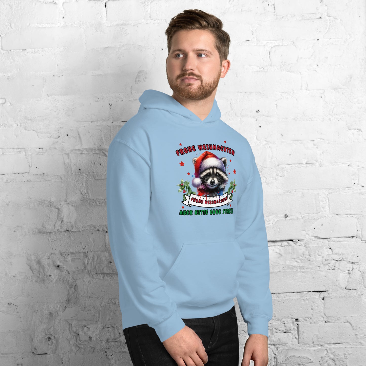 Weihnachts-Waschbär - Frohe Weihnachten, aber bitte ohne Stress! - Kapuzenpullover