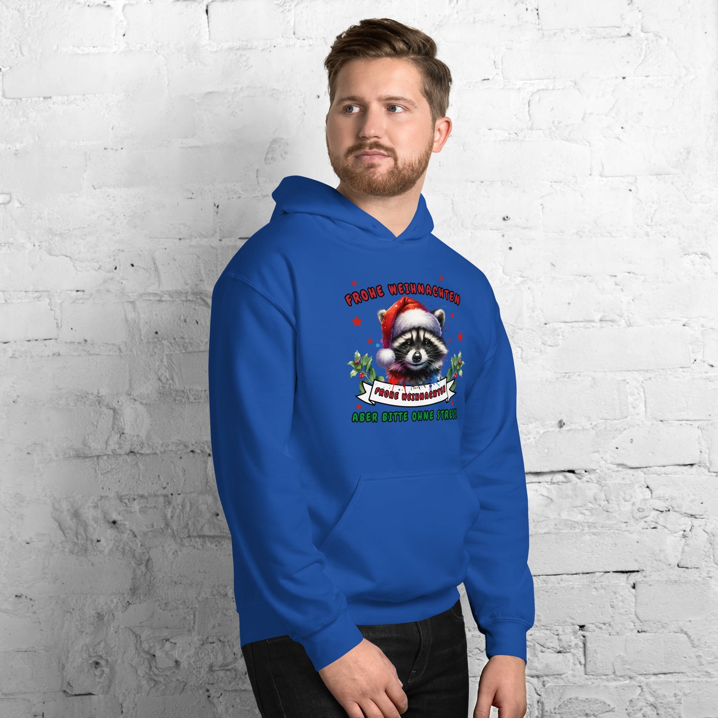 Weihnachts-Waschbär - Frohe Weihnachten, aber bitte ohne Stress! - Kapuzenpullover