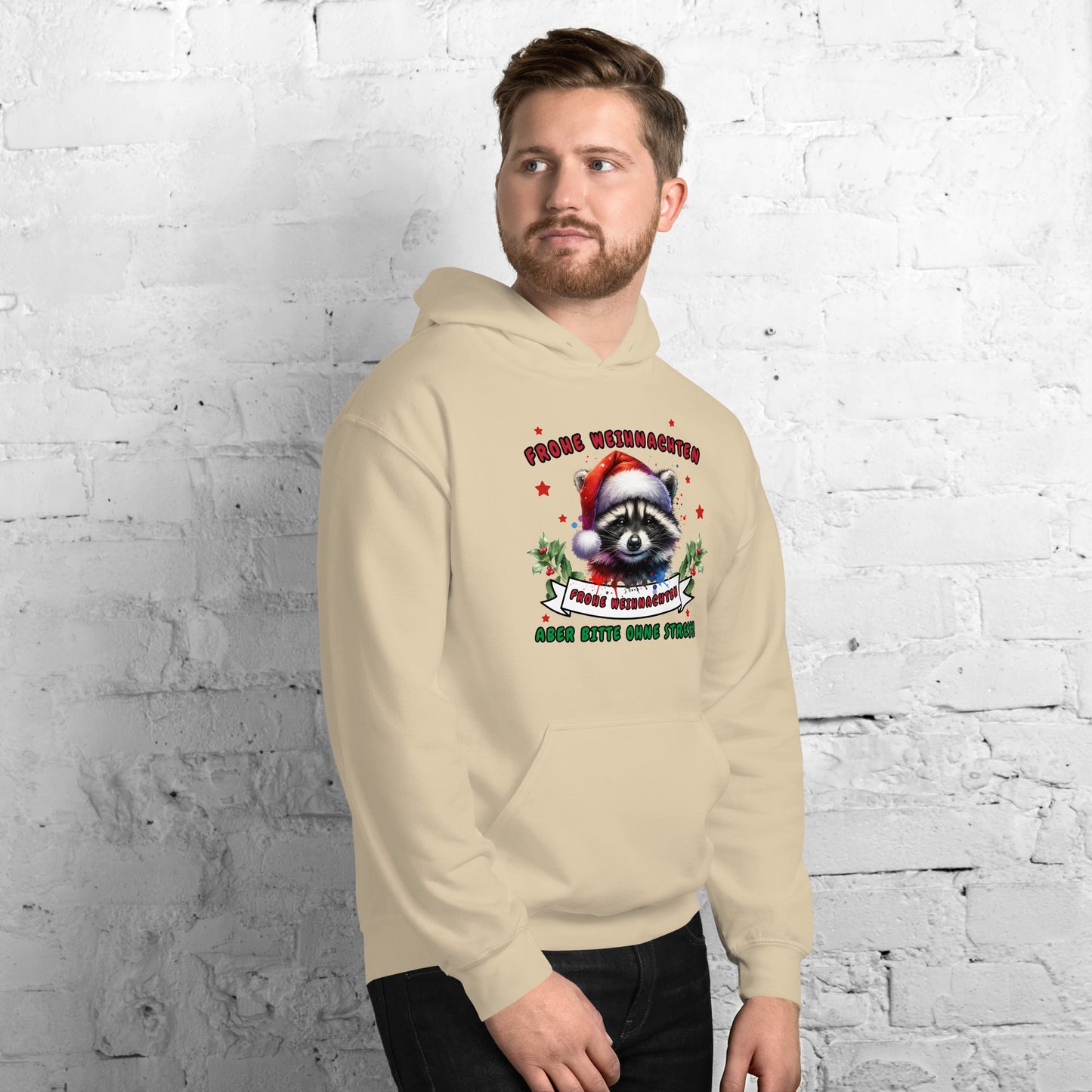 Weihnachts-Waschbär - Frohe Weihnachten, aber bitte ohne Stress! - Kapuzenpullover