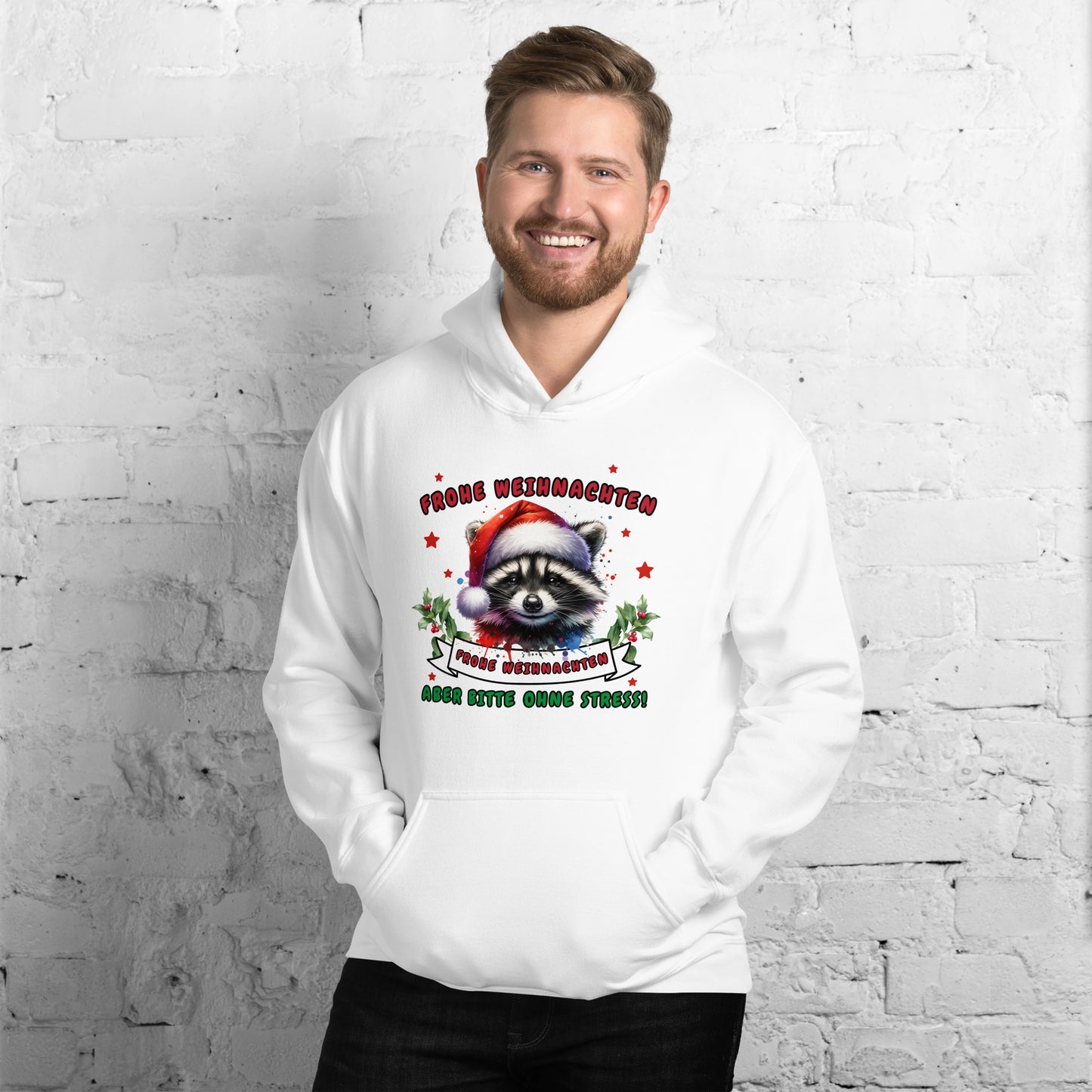 Weihnachts-Waschbär - Frohe Weihnachten, aber bitte ohne Stress! - Kapuzenpullover