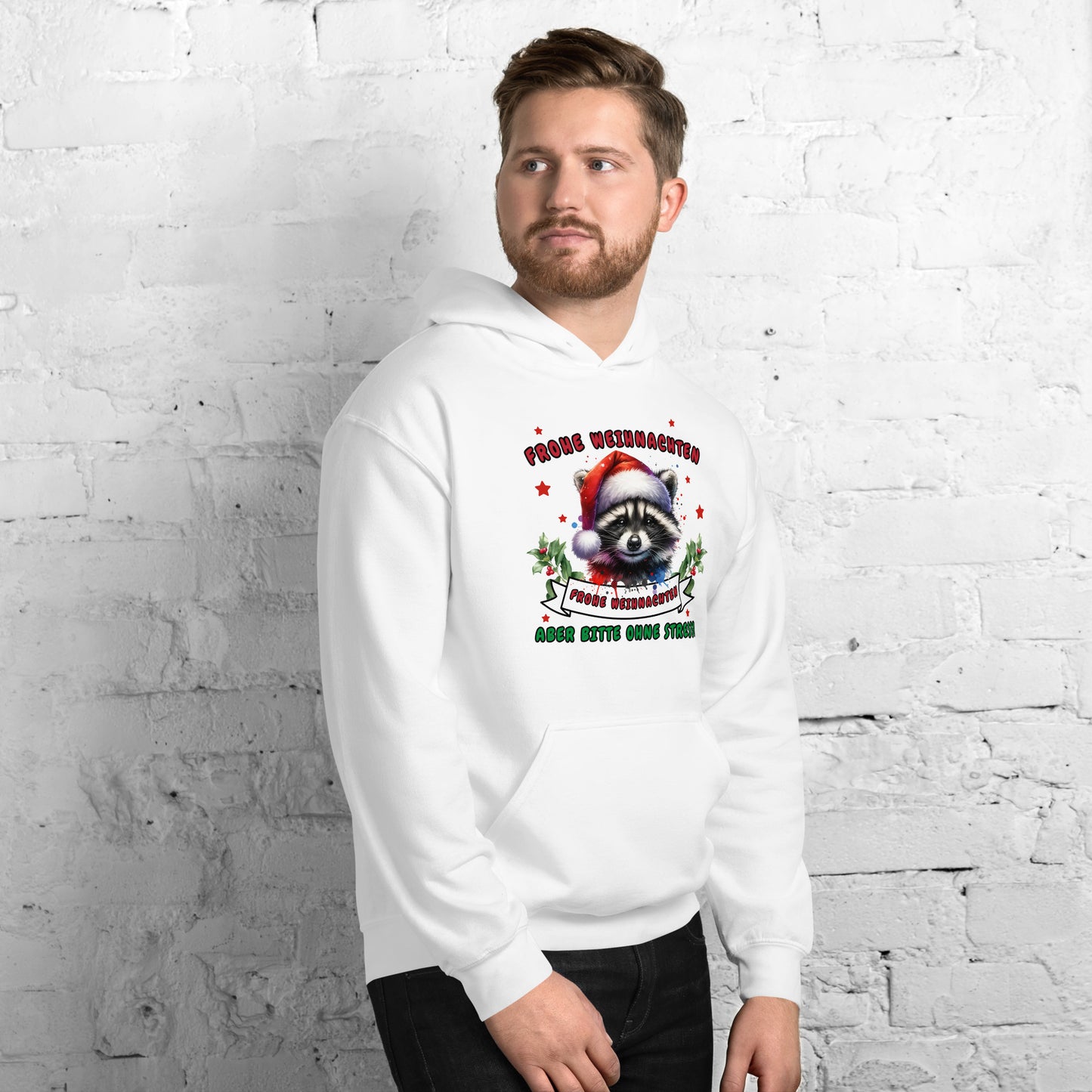 Weihnachts-Waschbär - Frohe Weihnachten, aber bitte ohne Stress! - Kapuzenpullover